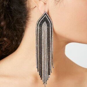 Geo Rhinestone Duster Long Fashion Bling Earrings set